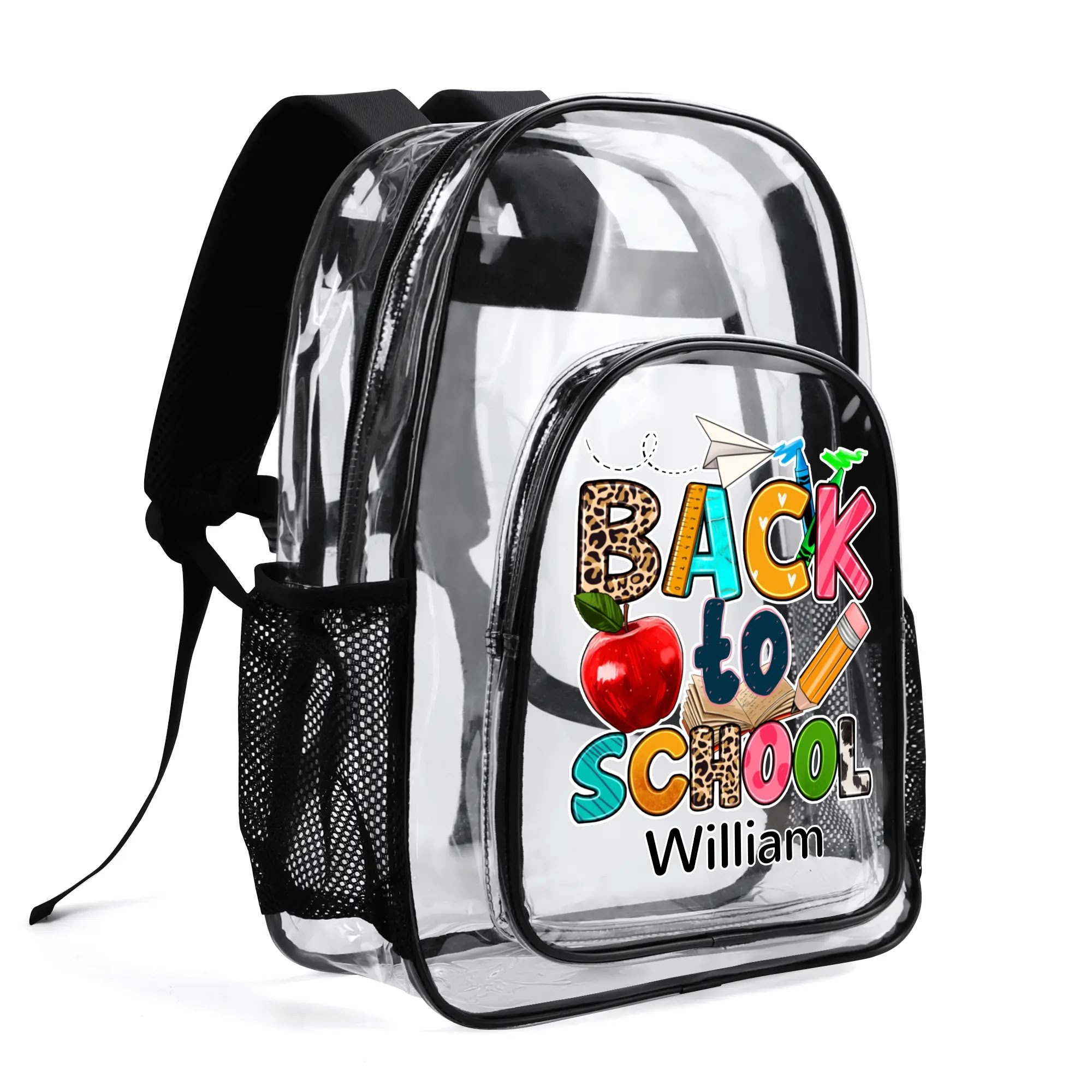 Large 17 Inch Clear Bag PVC See Through Transparent School Backpack - Image 3