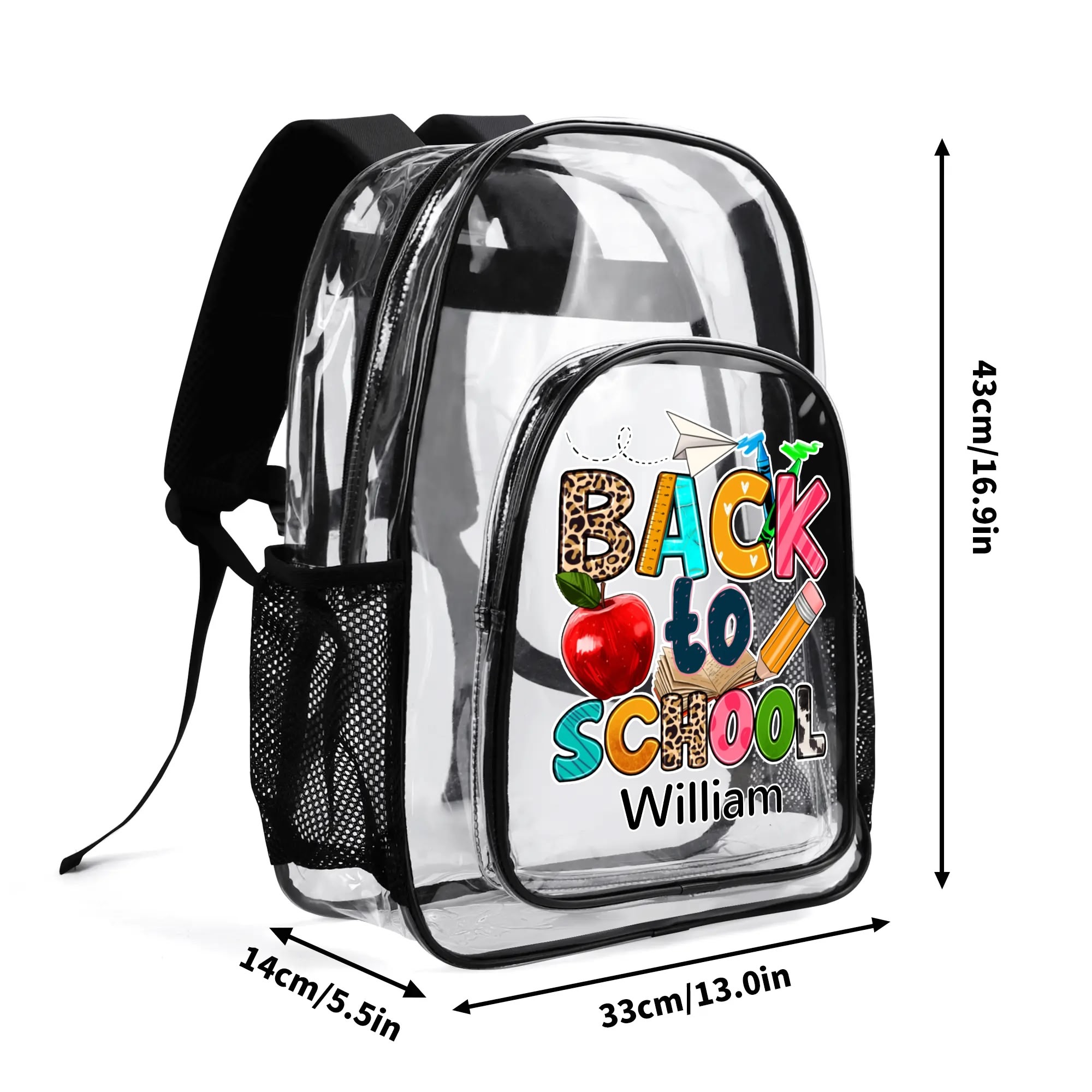 Large 17 Inch Clear Bag PVC See Through Transparent School Backpack - Image 4