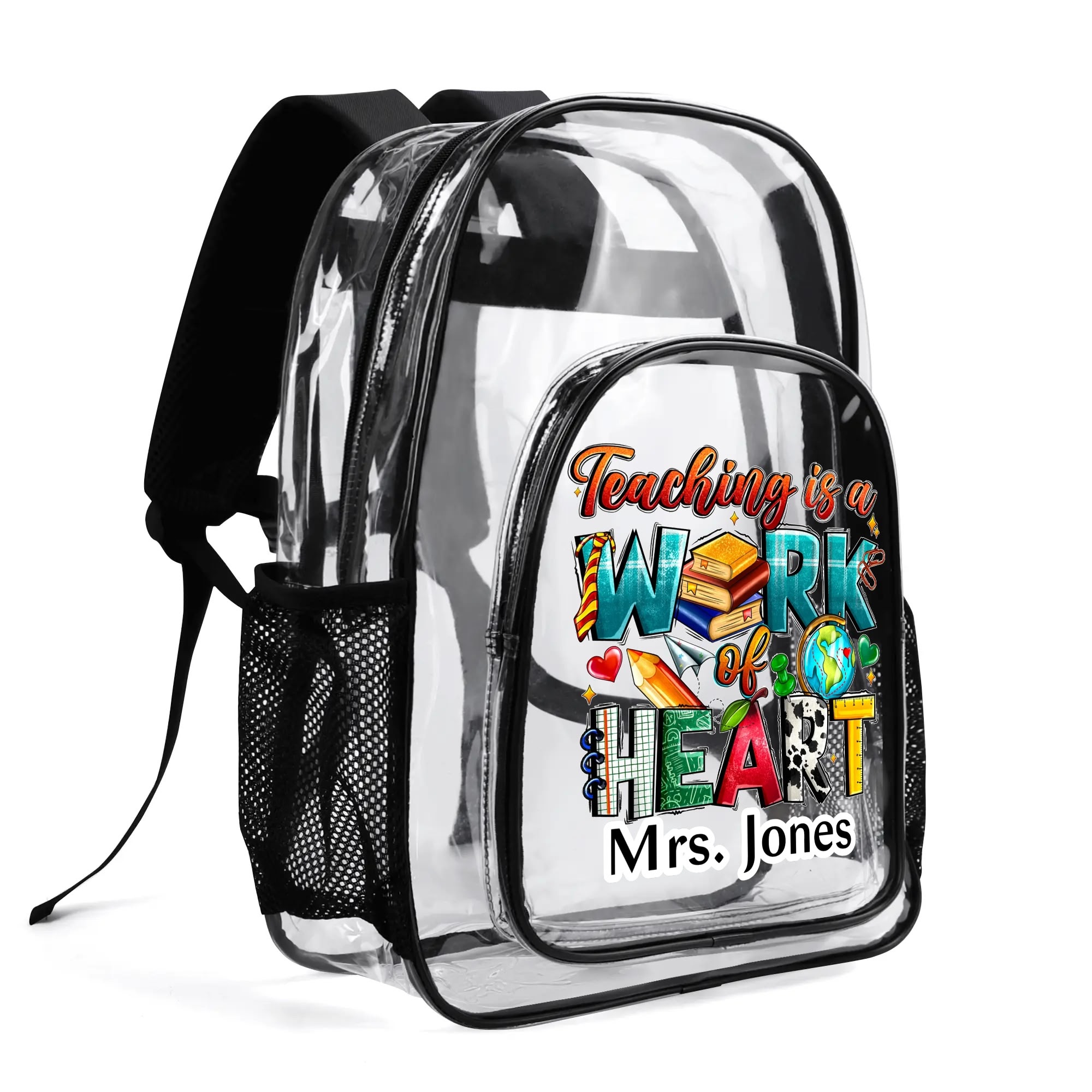 Large 17 Inch Clear Bag PVC See Through Transparent School Backpack - Image 3
