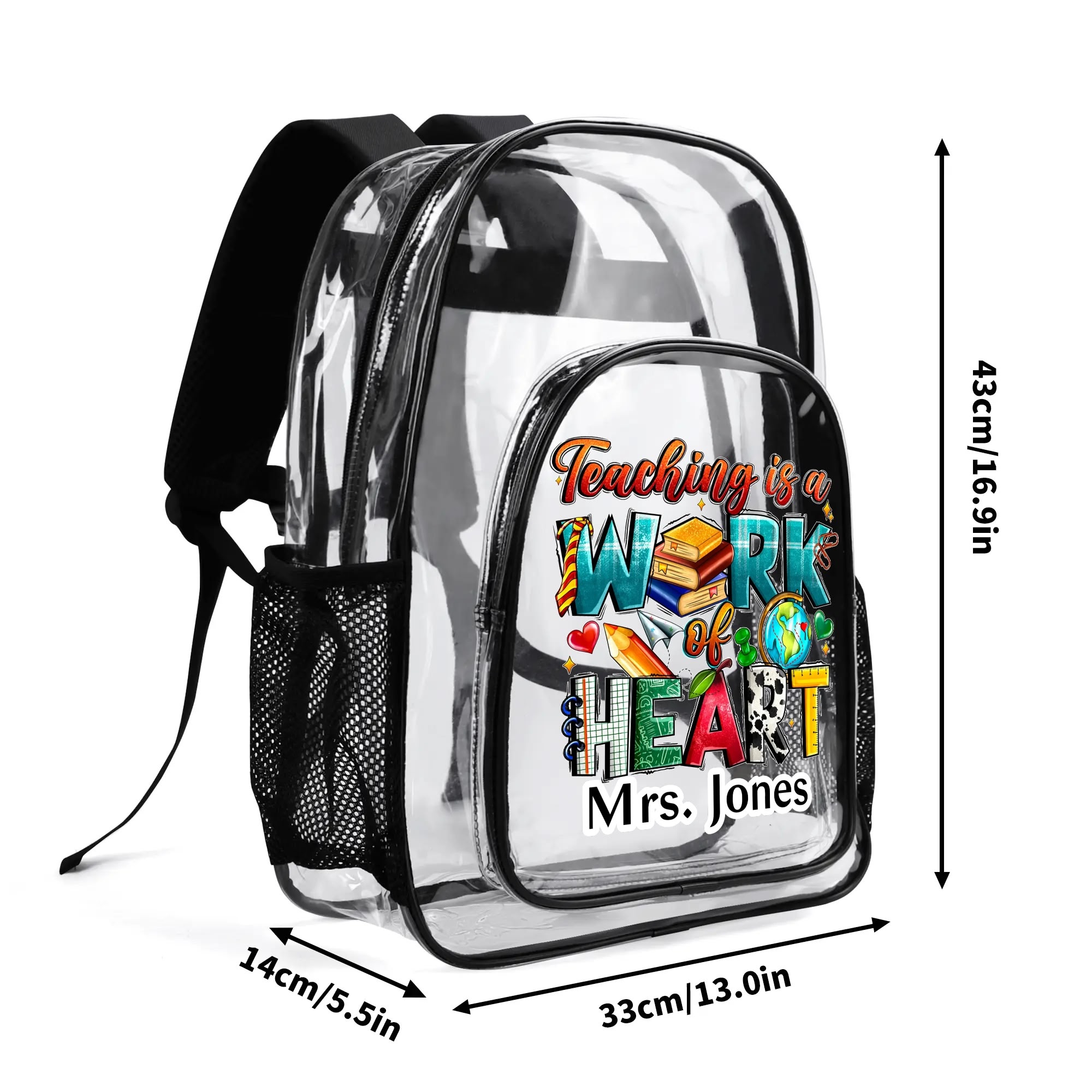 Large 17 Inch Clear Bag PVC See Through Transparent School Backpack - Image 4