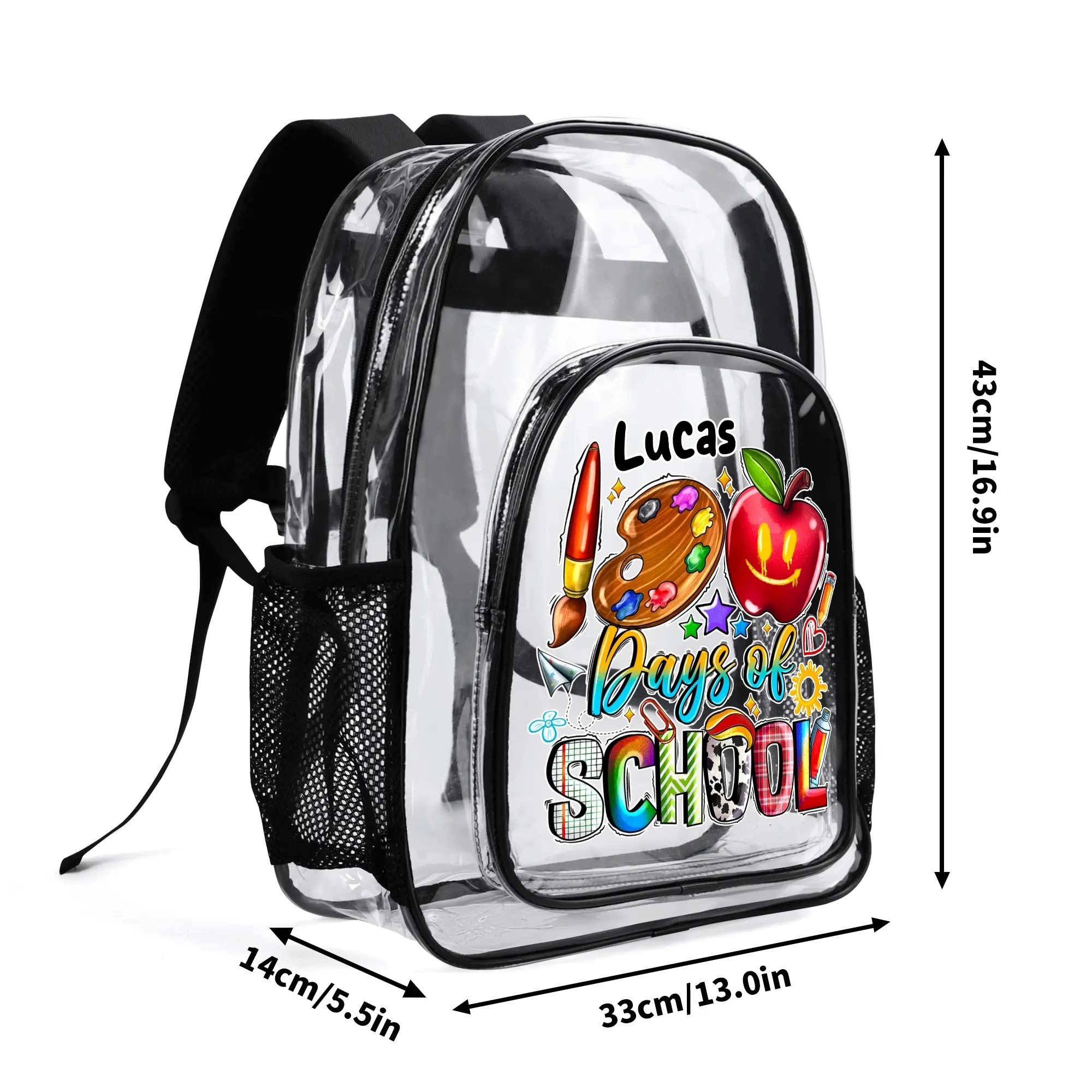 Large 17 Inch Clear Bag PVC See Through Transparent School Backpack - Image 4