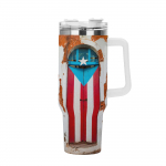 Personalized 40oz Stainless Steel Tumbler Gift With White Handle and Straw