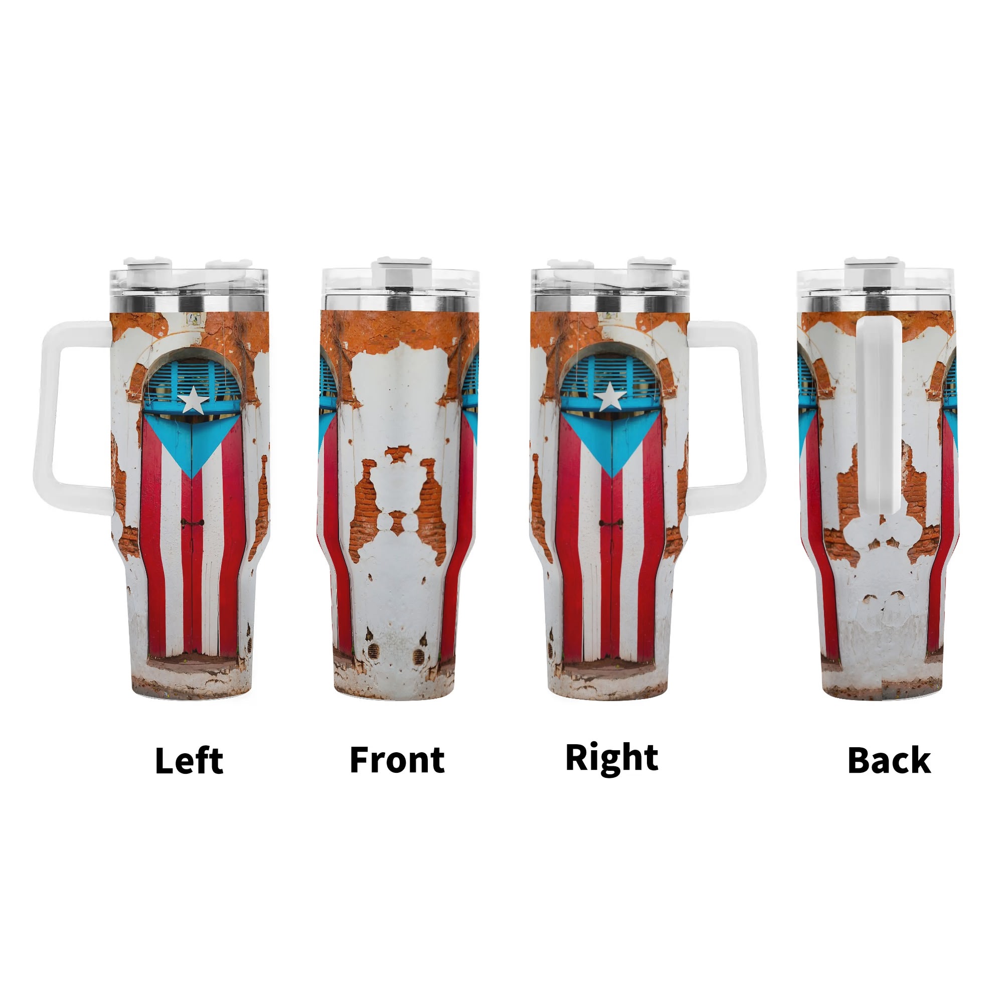 Personalized 40oz Stainless Steel Tumbler Gift With White Handle and Straw - Image 2