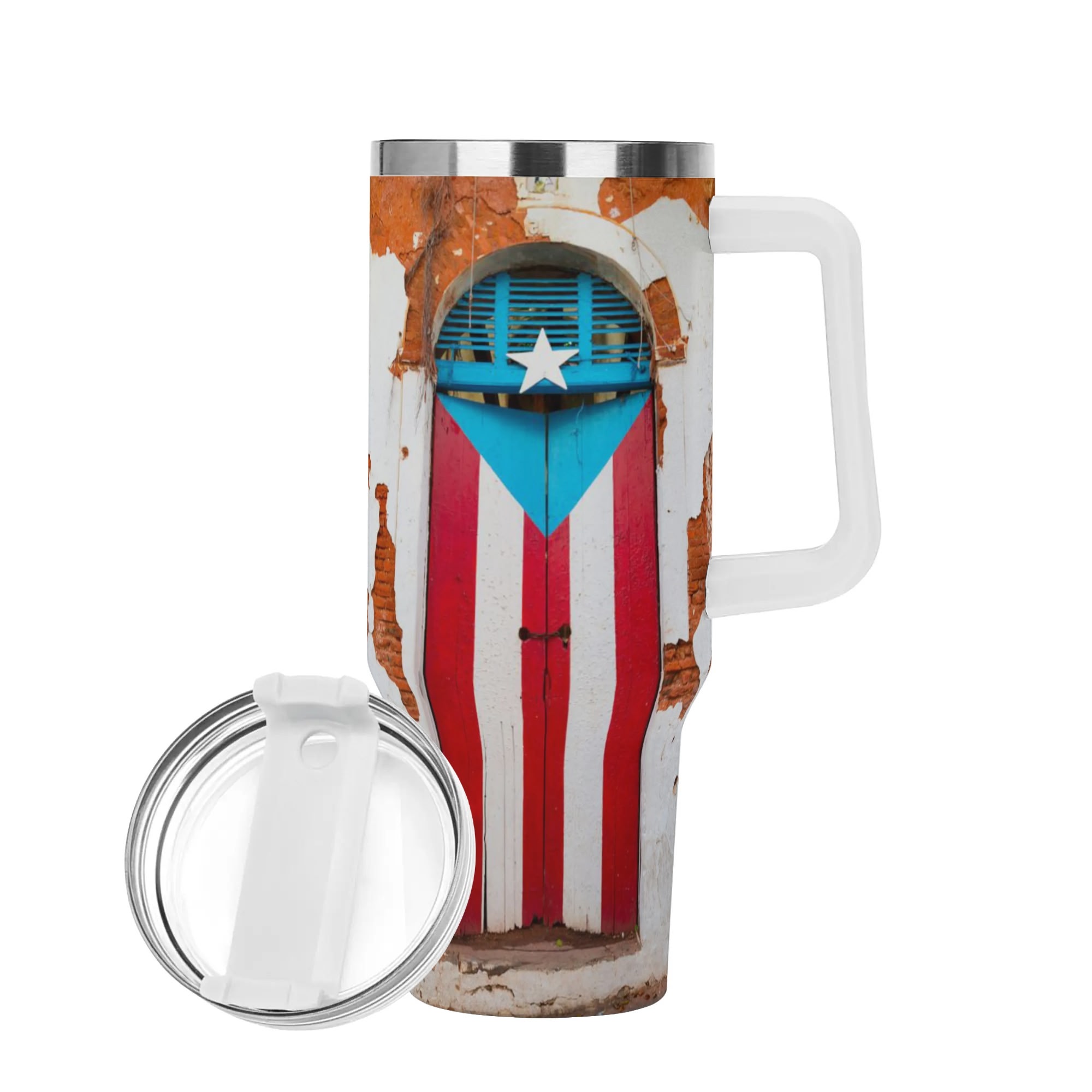 Personalized 40oz Stainless Steel Tumbler Gift With White Handle and Straw - Image 3