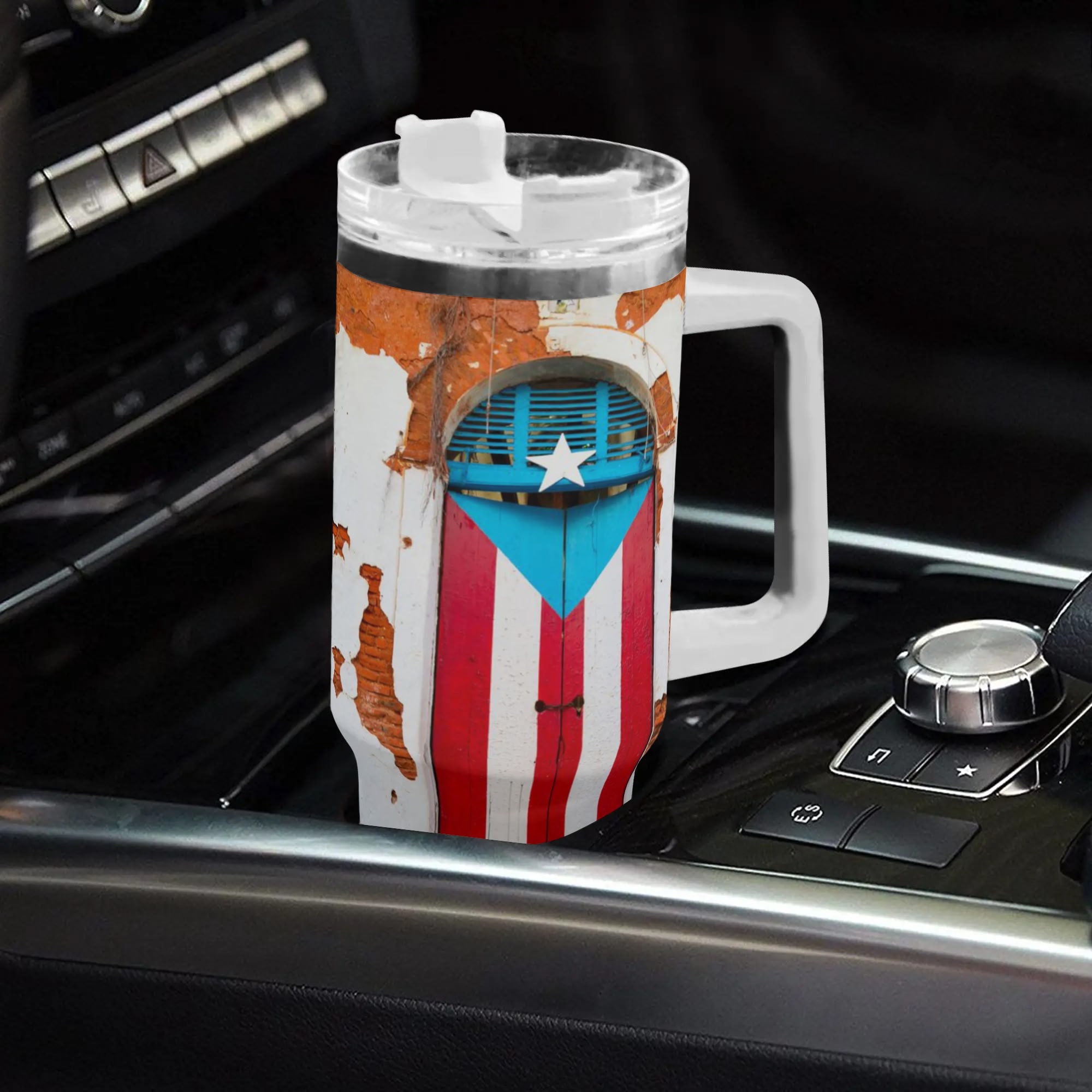 Personalized 40oz Stainless Steel Tumbler Gift With White Handle and Straw - Image 4