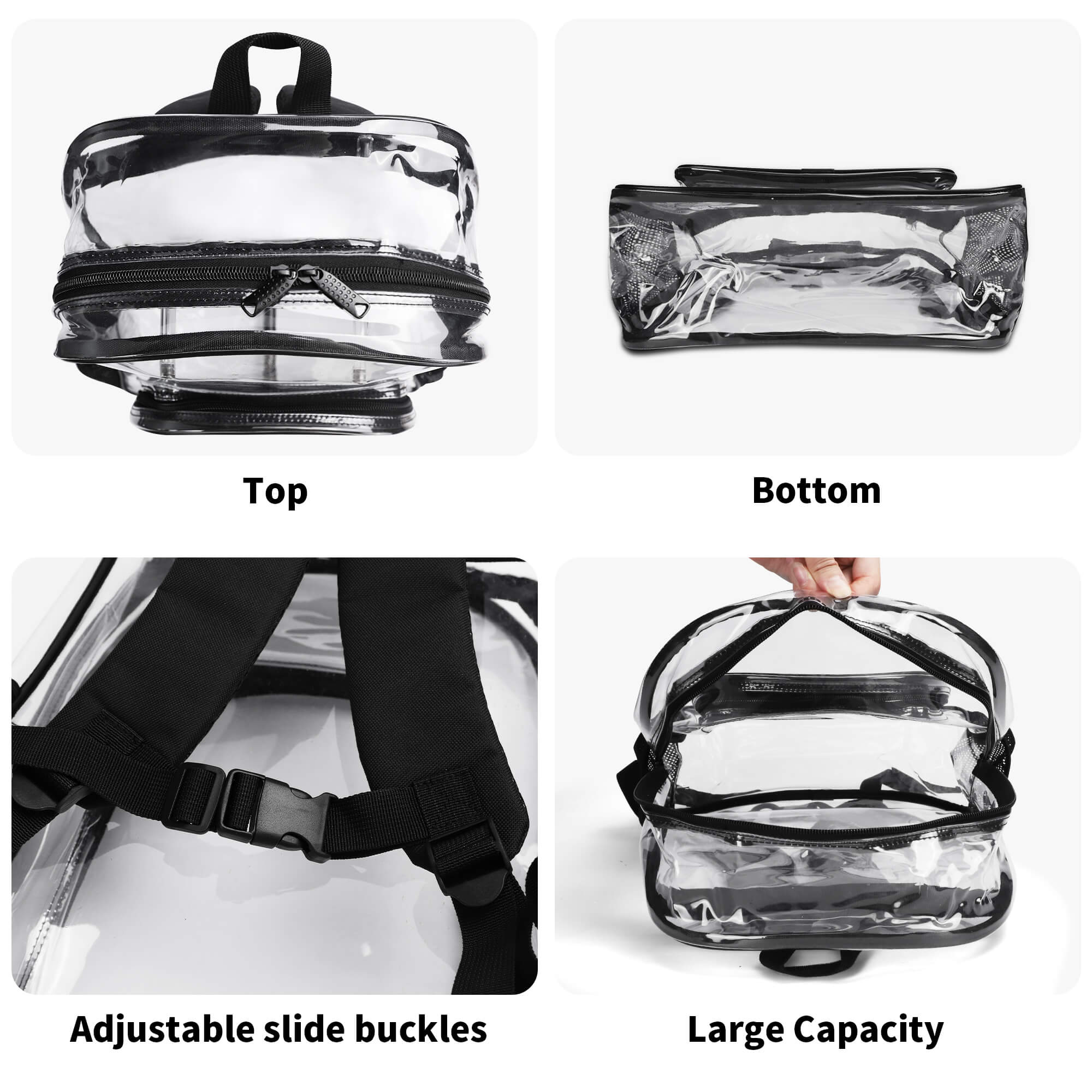 Large 17 Inch Clear Bag PVC See Through Transparent School Backpack - Image 8