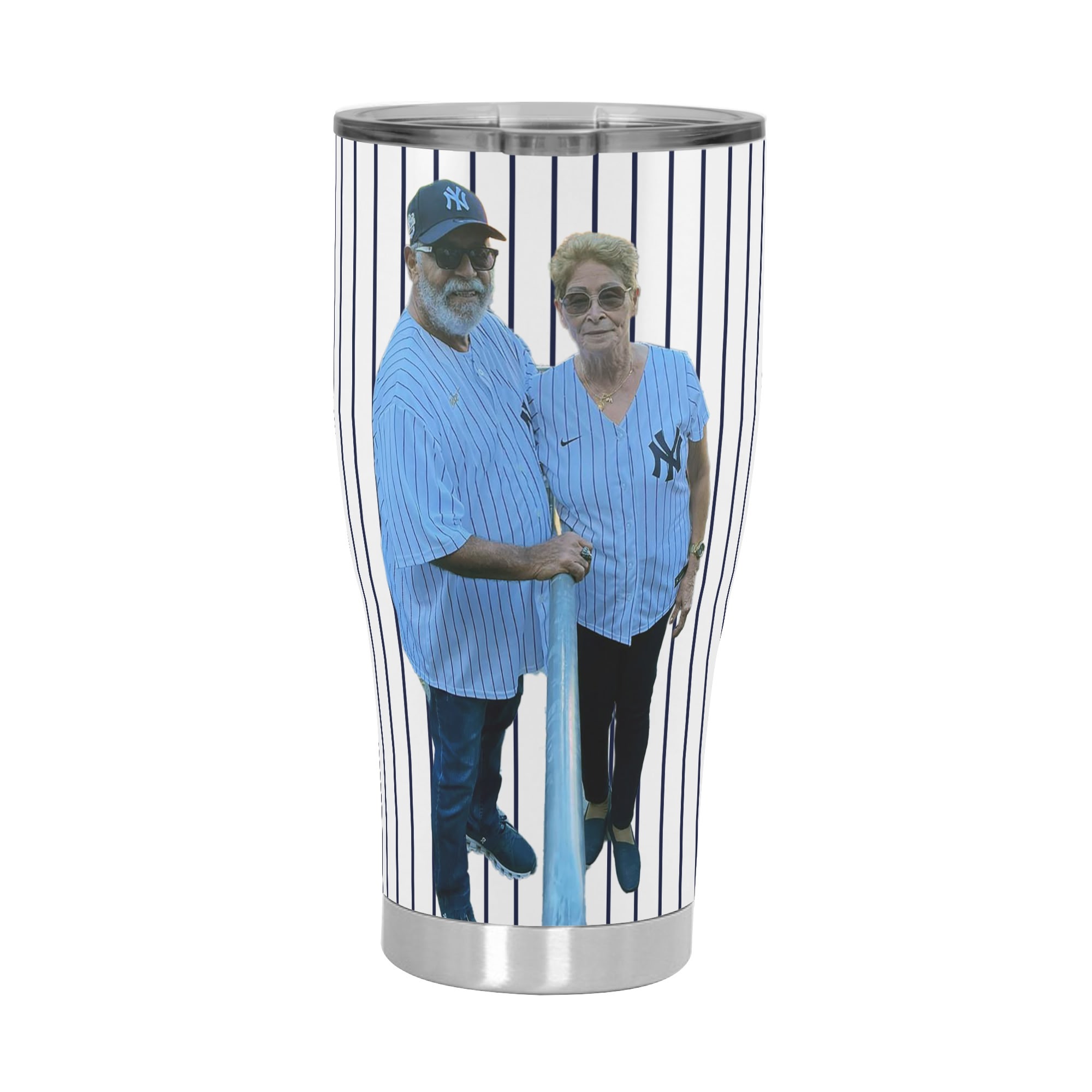 New York Yankees with Photo Personalized Stainless Steel Tumbler 30oz Cup Gift