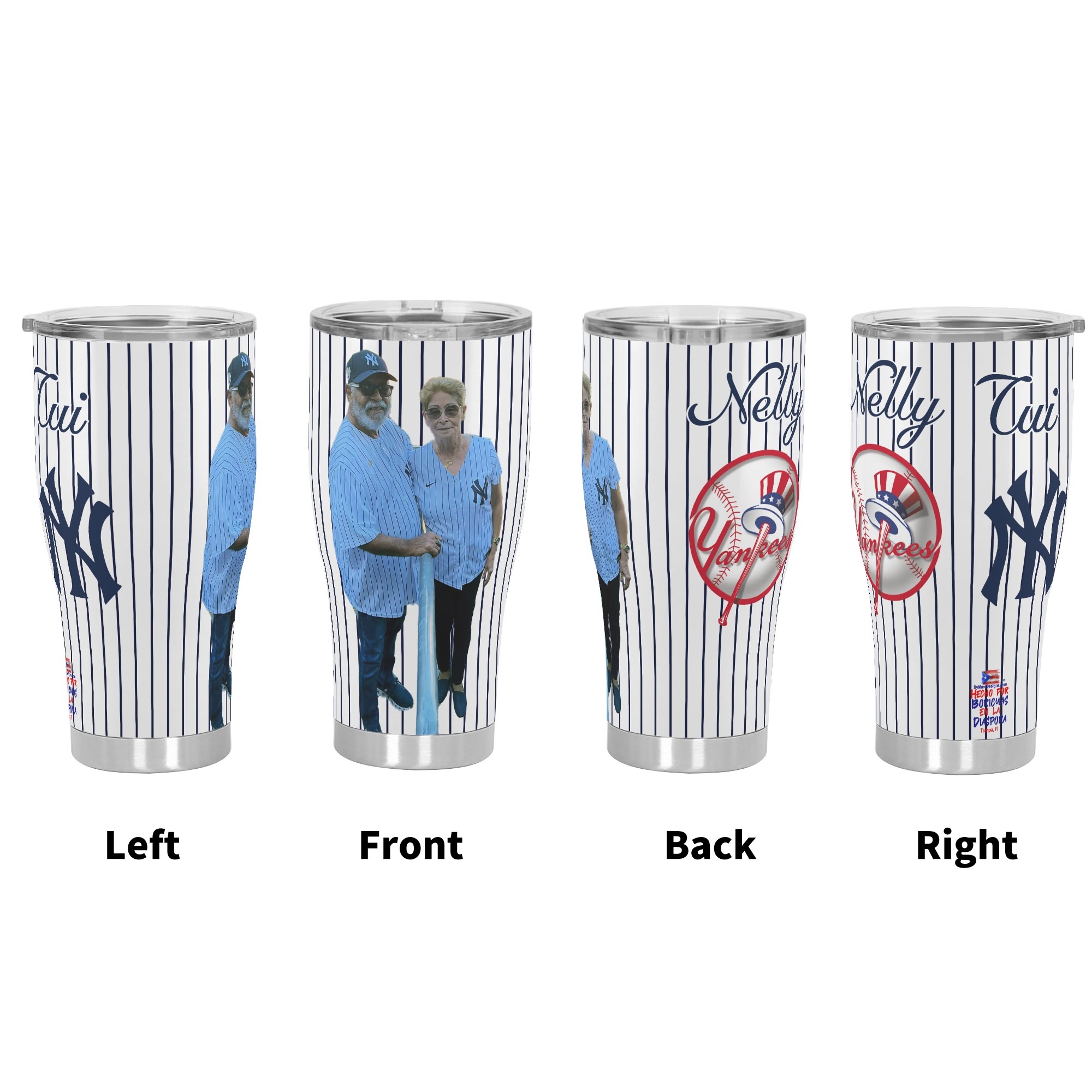 New York Yankees with Photo Personalized Stainless Steel Tumbler 30oz Cup Gift - Image 2