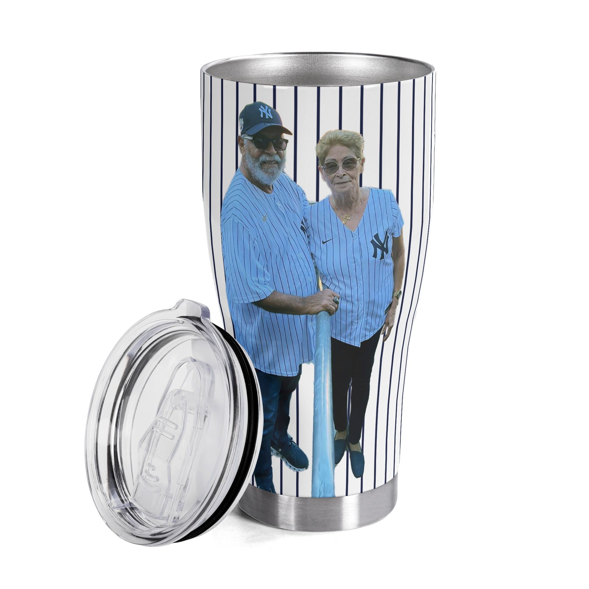 New York Yankees with Photo Personalized Stainless Steel Tumbler 30oz Cup Gift - Image 3