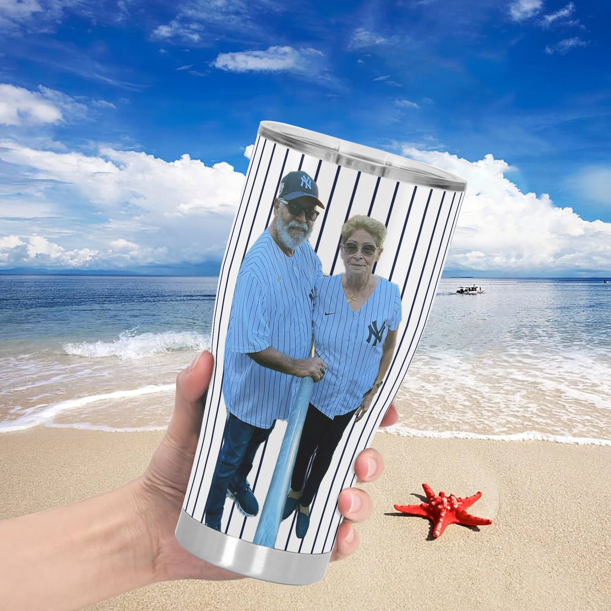 New York Yankees with Photo Personalized Stainless Steel Tumbler 30oz Cup Gift - Image 5